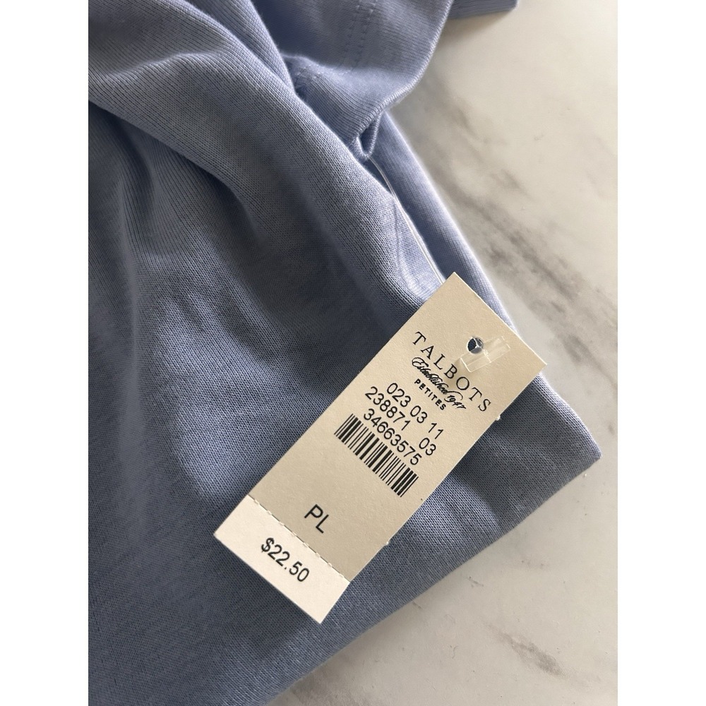 Talbots Light Blue Crew Neck Short Sleeve T-Shirt T Cotton Sz Large Petite New T - Picture 8 of 8
